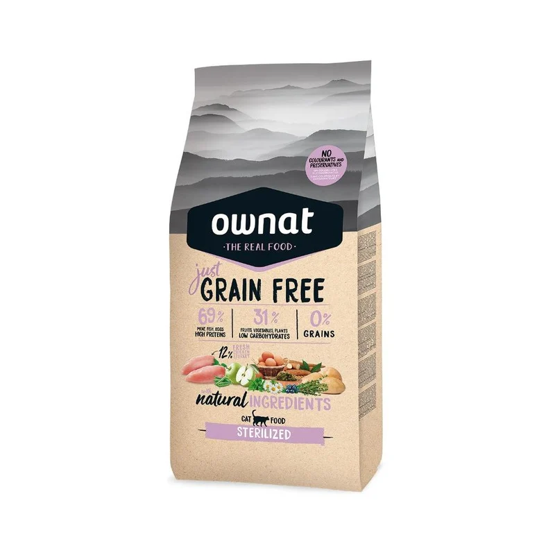 Pienso Just Grain Free para Gatos esterilizados Ownat 8 kg