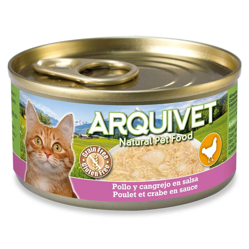 Pollo y cangrejo en salsa Arquivet 80 g Comida húmeda para gatos