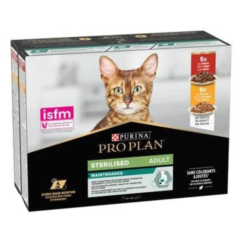 Pro Plan Gato Adulto Sterilised Maintenance con pollo y buey en salsa Purina Sobre 10 x 85 g