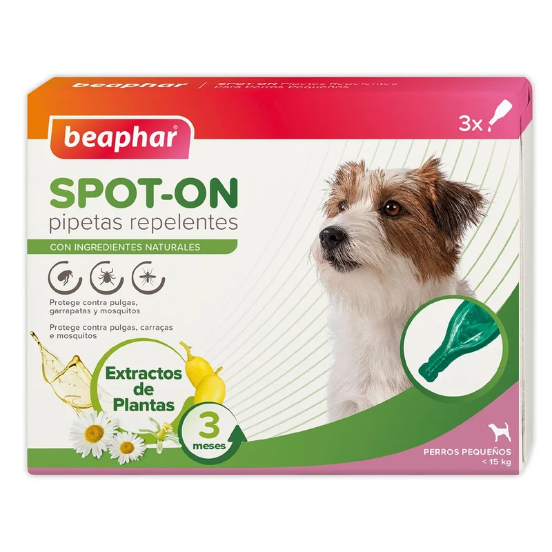 Pipetas repelentes antiparasitarias naturales perro pequeño 3x1 ml