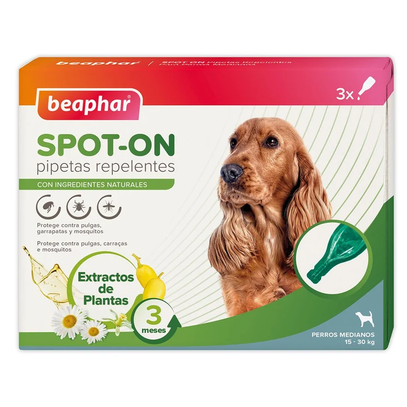 Pipetas repelentes antiparasitarias naturales perro mediano 3x2 ml
