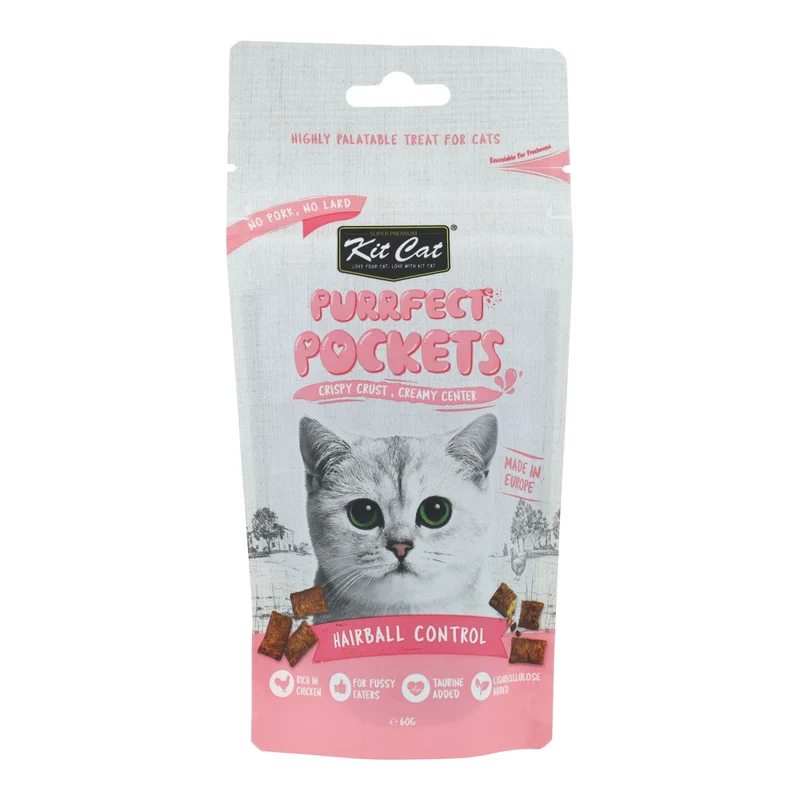 Kit Cat Purrfect Pockets - Hairball Control 60 g Snack funcional para gatos