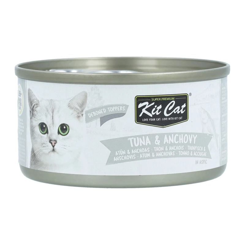 Kit Cat Lata Toppers - Atún & Anchoas 80 g Comida húmeda para gatos