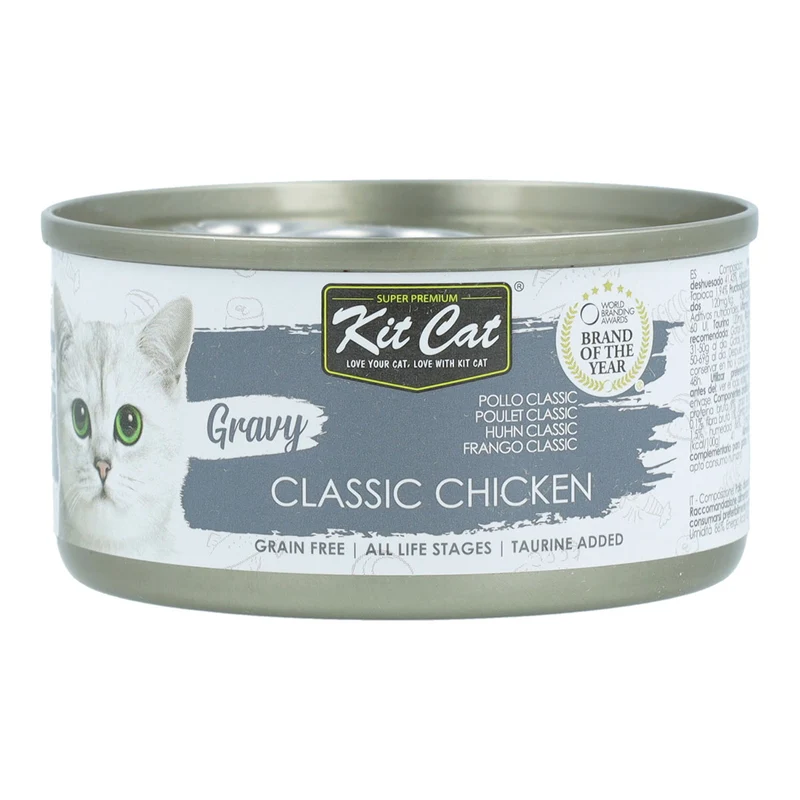 Kit Cat Lata Gravy - Pollo Classic 70 g Comida húmeda para gatos en salsa