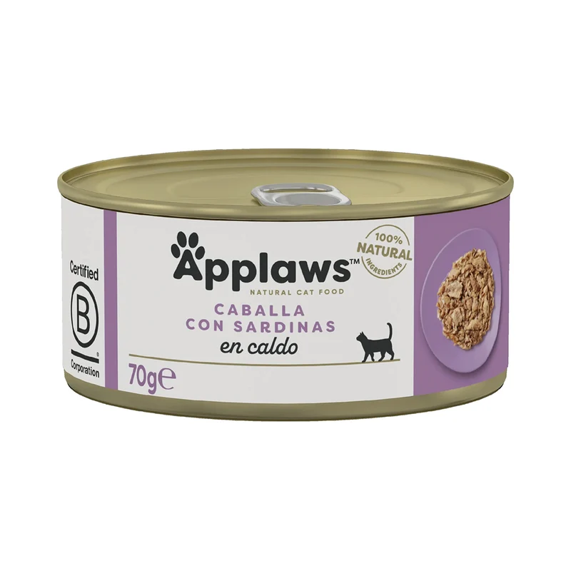 Comida húmeda para gatos natural Lata Caballa y sardina Applaws Cat 70 g