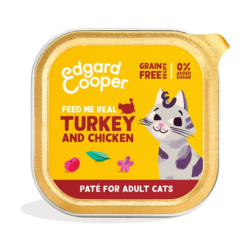 Comida húmeda gatos paté Tarrina Pavo y Pollo Edgard & Cooper 85 g