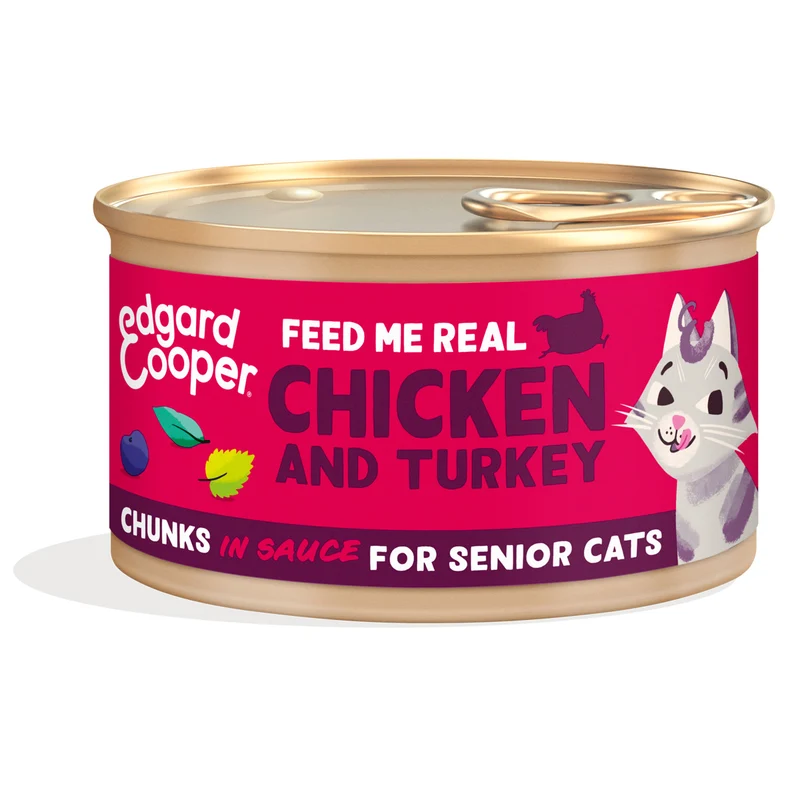 Comida húmeda gatos en salsa Trocitos de Pavo y Pollo Edgard & Cooper 85 g
