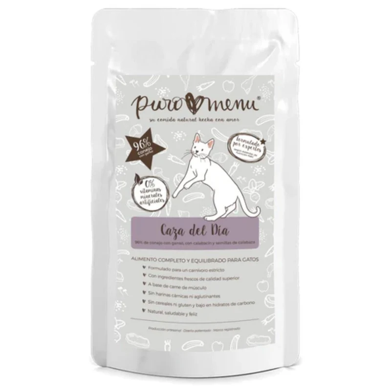 Comida húmeda Barf gatos Caza del día (Conejo) Puromenu 100 g