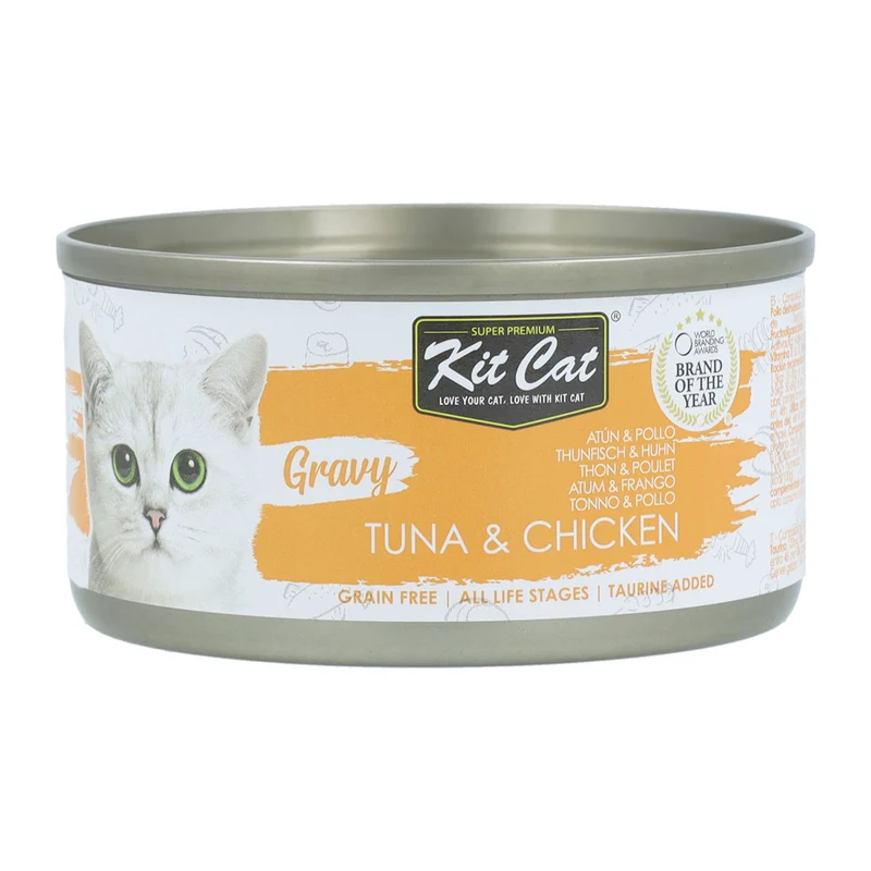 Kit Cat Lata Gravy - Atún & Pollo 70 g Comida húmeda para gatos en salsa