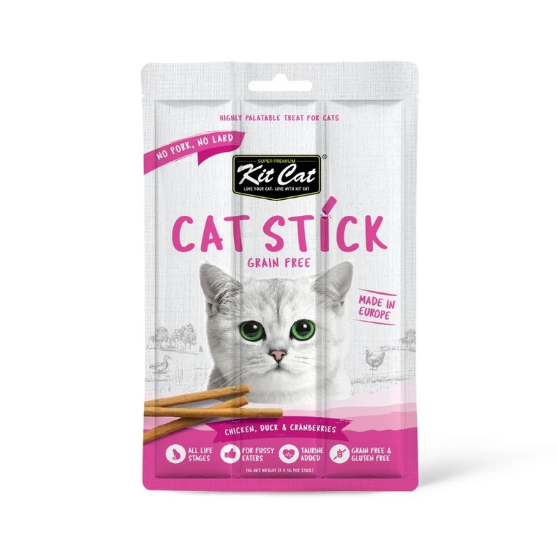 Kit Cat Cat Stick - Pollo & Pato y Arándanos 15 g Snack semihúmedo para gatos