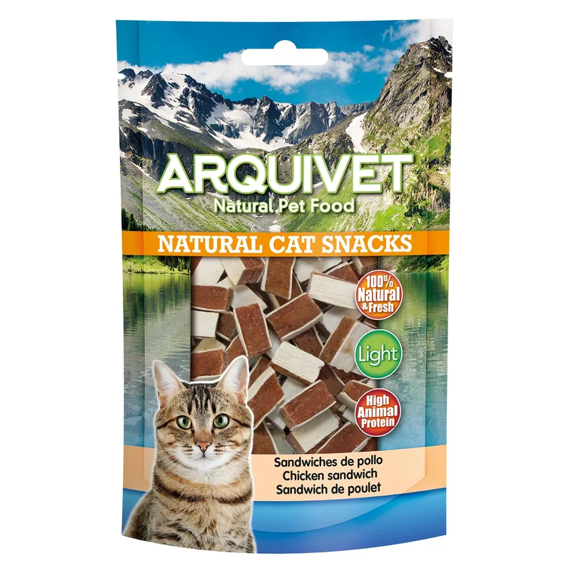 Sandwiches de pollo 50 gr - Snacks 100% naturales para gatos - Alimento complementario para felinos