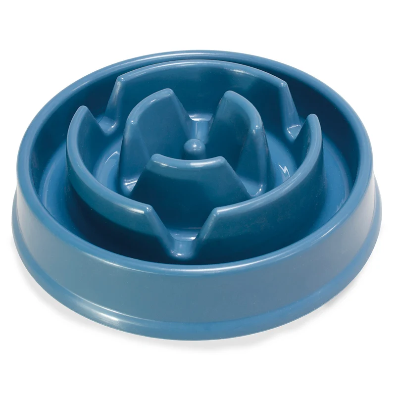 Comedero azul para perros y gatos SLOW - 20,5x5,8cm