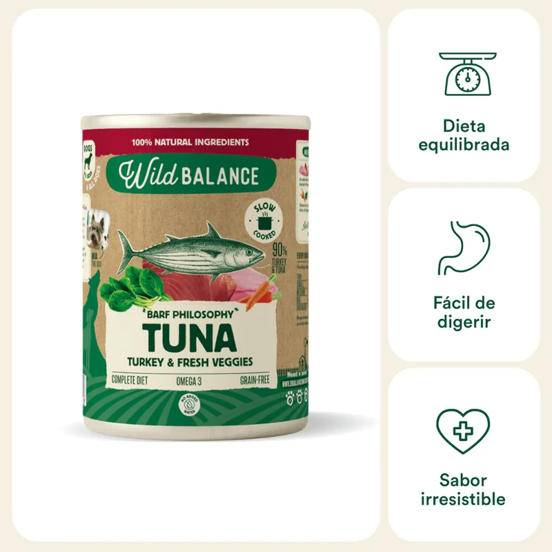 Lata de Atún y Pavo para perros 400g - Filosofía BARF