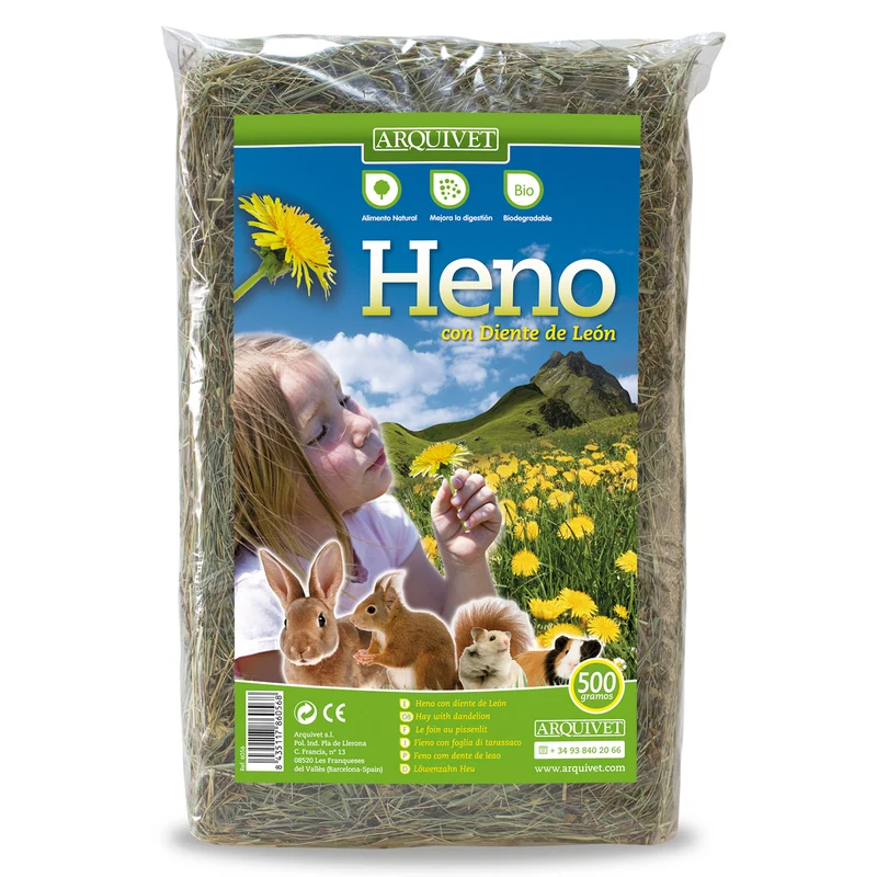 Heno con diente de león 500 gr para roedores - Ayuda a una buena digestión