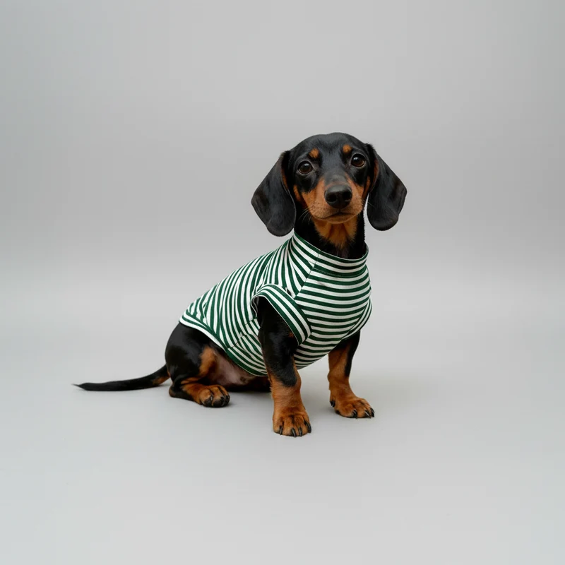 T-Shirt Rayé En Coton Manches Courtes Pour Teckel