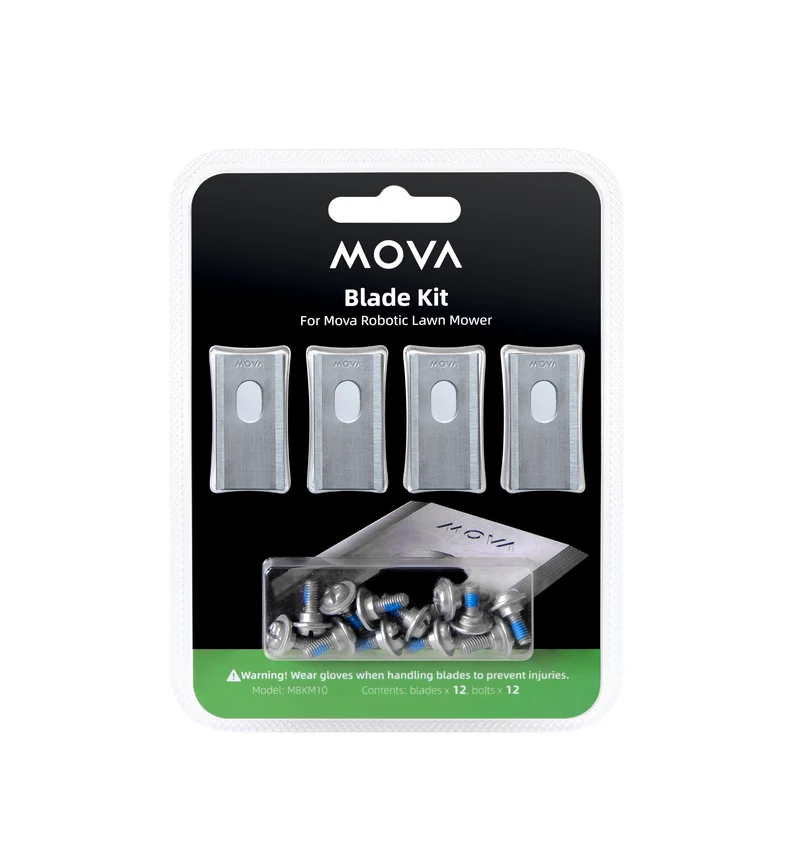 12 cuchillas para robots cortacésped MOVA – compatibles con 600 / 600 Kit / 1000, ViAX 250 y LiDAX Ultra 800 / 1200 / 1600 y LiDAX Ultra 2000 AWD