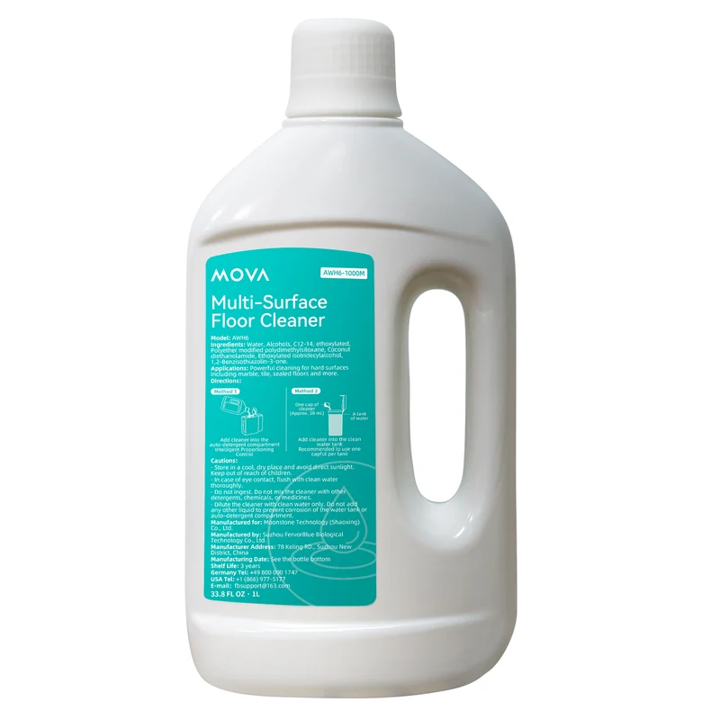1 L de detergente para suelos compatible con MOVA P50ProUltra/P50Ultra/V50Ultra/P50sUltra/Z60UltraRoller/E40Ultra/MOBIUS60/Z60UltraRollerSA/S70UltraRoller/S70Roller/E50Ultra/E50ProUltra/V70Ultra/P70ProUltra/Z70UltraRoller