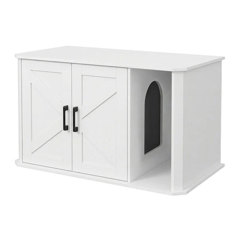 Garvee Mueble Moderno de Madera para Ocultar Caja de Arena de Gato con Puertas Dobles