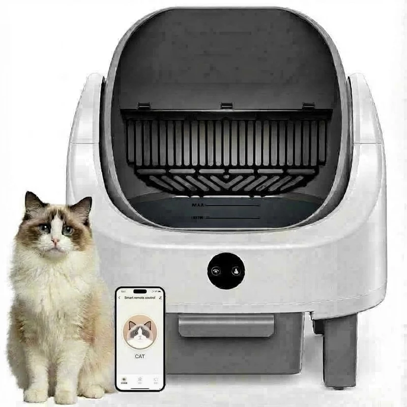 Garvee Caja de Arena Autolimpiable para Gatos con 11 Sensores de Seguridad, Capacidad 9L, Diseño Abierto, Conexión Wi-Fi, Silenciosa, para Varios Gatos, Hogar, 54x50x55cm