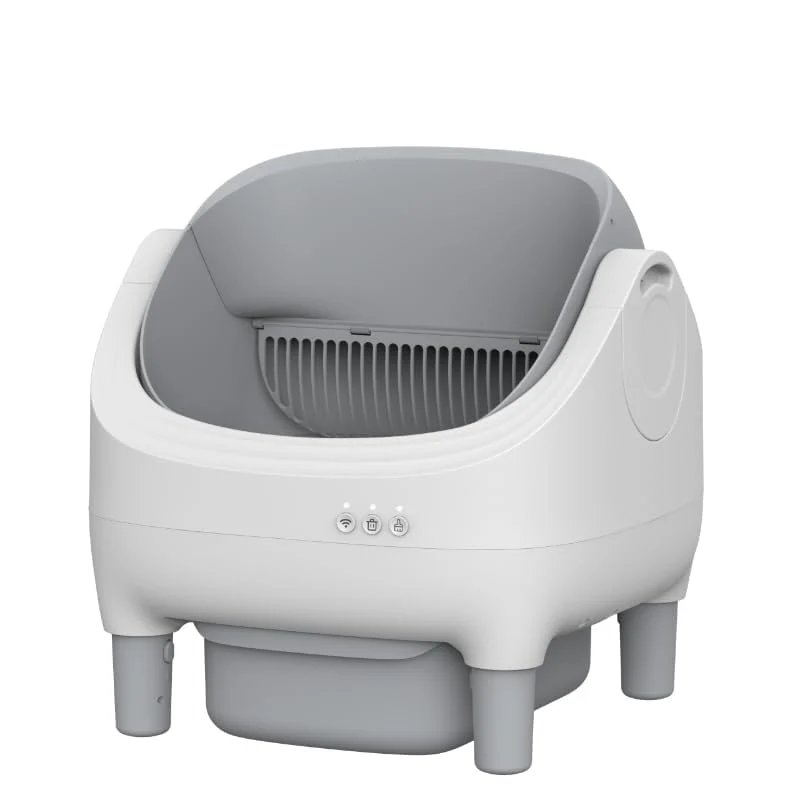 Garvee Caja de Arena Autolimpiable Mini-F para Gatos, Limpieza Inteligente y Silenciosa, Plástico ABS Robusto, Capacidad 10,5L, Ideal para Gatos Medianos y Grandes