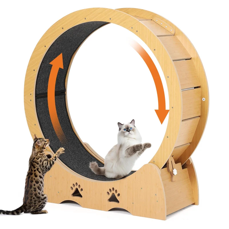 Garvee Laufrad Katze XXL 87 cm - Silencioso, Antideslizante - Metal Estable, Alfombra de Lana - Seguro Para Gatos Activos y Razas Grandes