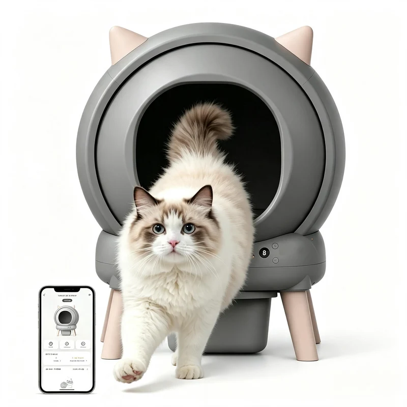 Garvee Arenero Autolimpiante Automatico para Gatos en Plastico ABS Seguro con Control por Aplicacion y Eliminacion de Olores, Gris y Marron