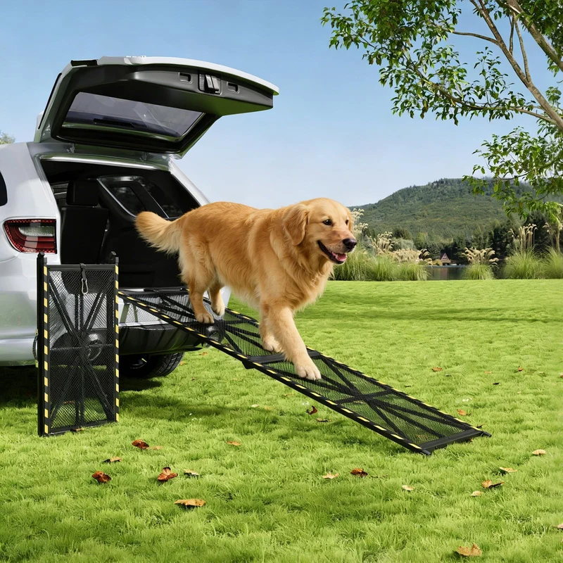 Garvee Rampa Plegable para Perros 180x50 cm de Acero Antideslizante Rampa Portátil con Asa para Coches SUV y Camiones Negro