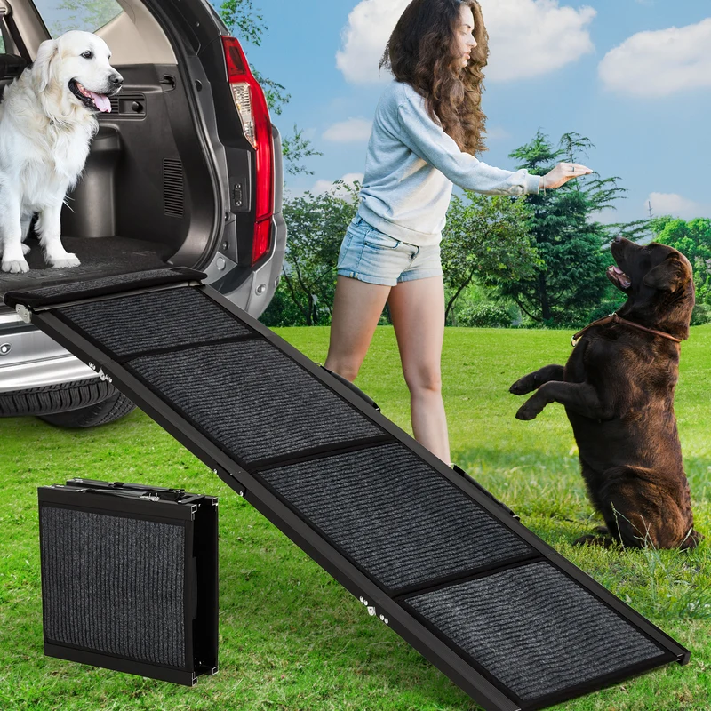 Garvee Rampa para Perros Plegable 180x50 cm de Aluminio 1.3 mm Antideslizante Coche SUV Capacidad 113.4kg para Perros Sofá Hogar y Camiones