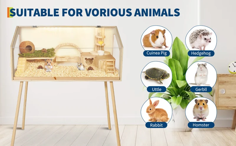 Garvee Jaula Para Hámster Con Patas, Hábitat Grande Para Hámster Sirio, Ventilación Superior, Ventanas Acrílicas, Fácil Montaje, Ideal Para Roedores Pequeños