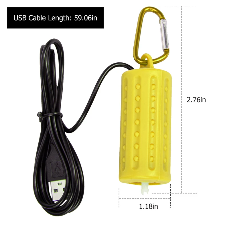 Garvee Mini Bomba de Aire USB para Acuarios, Silenciosa, Ahorro de Energía, Portátil, Amarillo, Ideal para Peceras