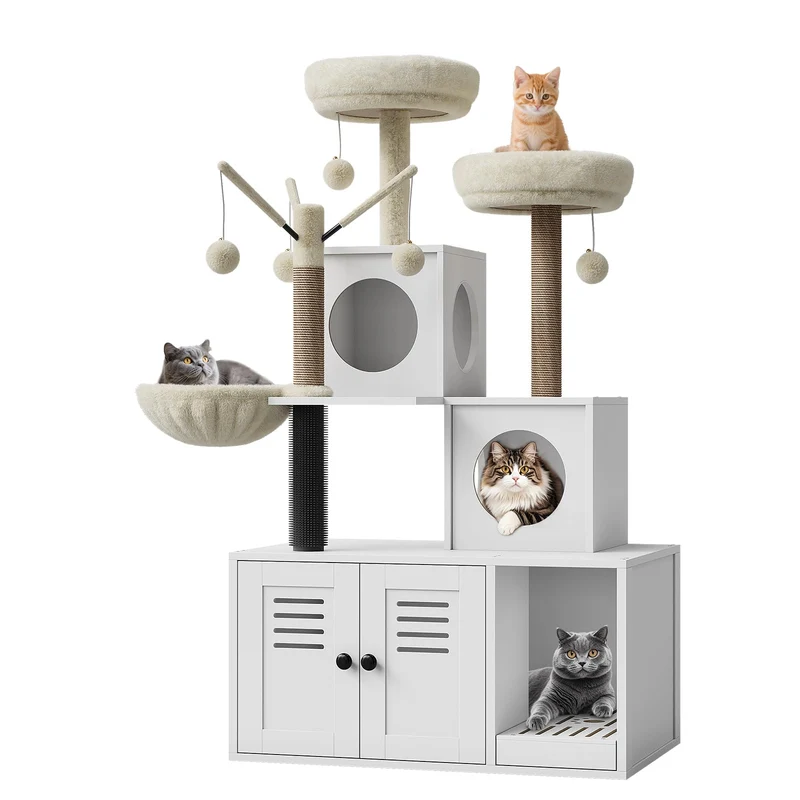 Garvee Mueble para Gato 2-en-1 con Torre y Rascador Sisal, Hogar, Tamaño Generoso, Color Neutro