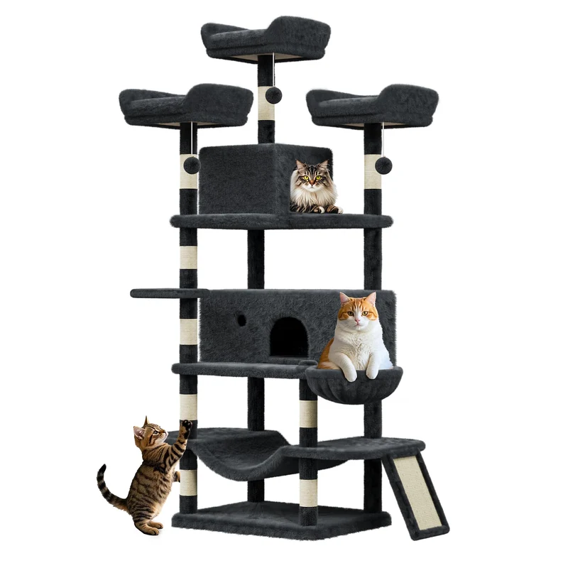 Garvee Árbol Para Gatos Multi-Niveles 68.5in Con Condos Y Hamacas, Rascadores De Sisal, Torre Resistente Para Gatos Pequeños Y Medianos, Material Plush