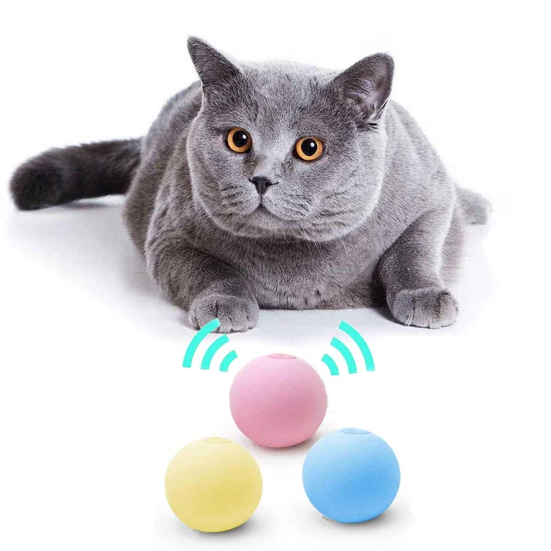 Garvee Juguete para Gatos Pelota Sonora 3 Piezas, Pelotas Interactivas con Sonidos de Animales Reales, Silicona, EVA y PP, para Gatitos y Gatos, Amarillo, Azul y Rosa