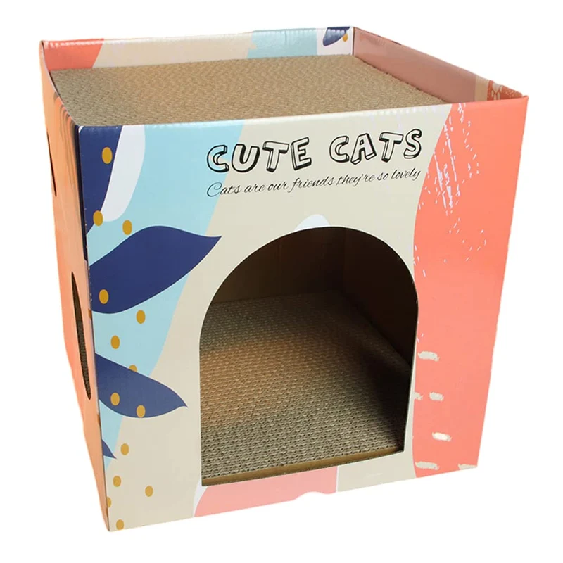 Garvee Casa De Cartón Corrugado Para Gatos Rosa Grande, Escondite, Rascador, Cama Para Gatitos Pequeños