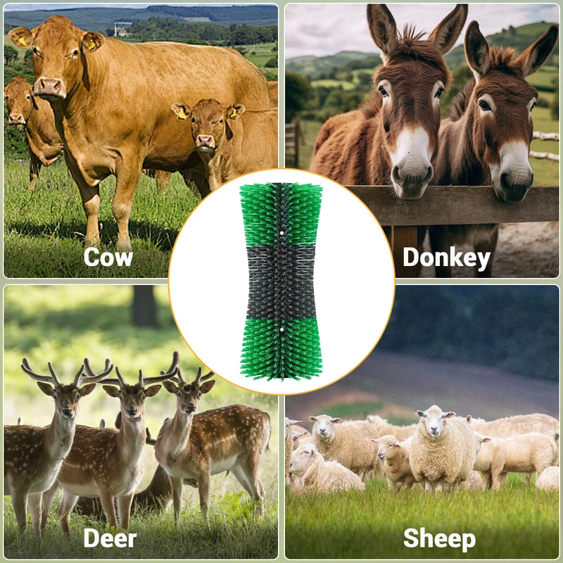 Garvee Cepillo Rascador para Ganado 2Pcs Nylon Masaje Alivio Picazón Duradero Fácil Instalación para Caballos, Vacas y Ovejas en Establos