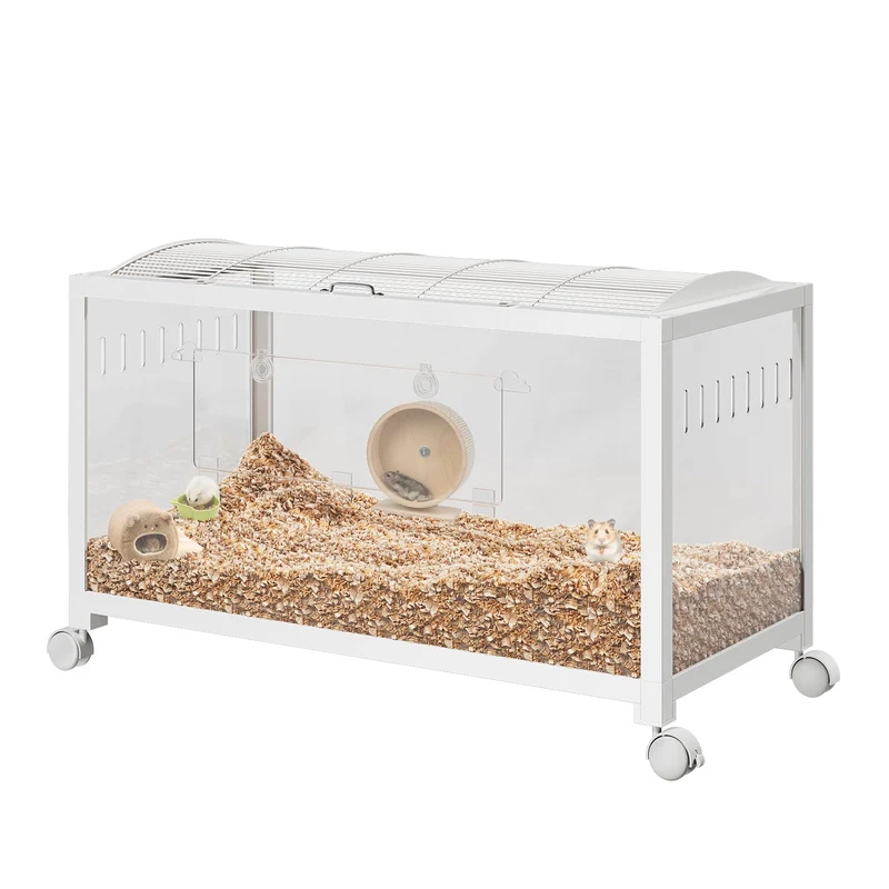 Garvee Jaula Grande para Roedores 97 cm Metal con Ruedas y Paneles PS, Resistente a Mordeduras, Ventilada, Apilable para Hamsters y Cobayas