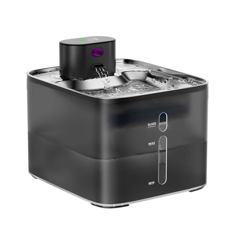Garvee Trinkbrunnen Para Gatos 4.2L Ultra Silencioso Acero Inoxidable Batería 5000mAh Hogar LED