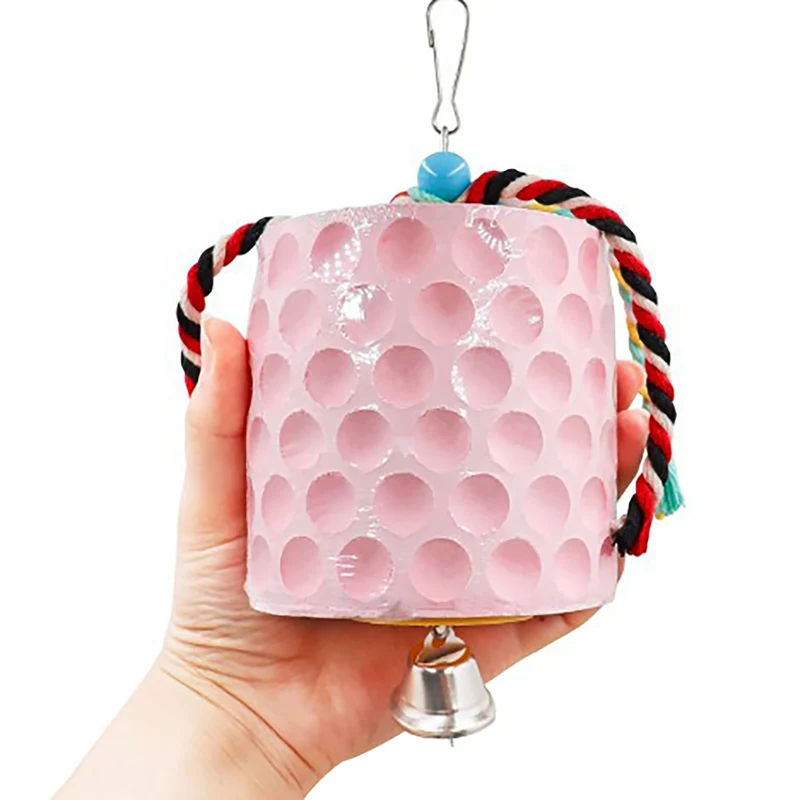 Garvee Juguete para Masticar Pájaros Extragrande con Piedra de Calcio, Gancho de Metal y Campana para Loros, Chinchilla, Ninfa