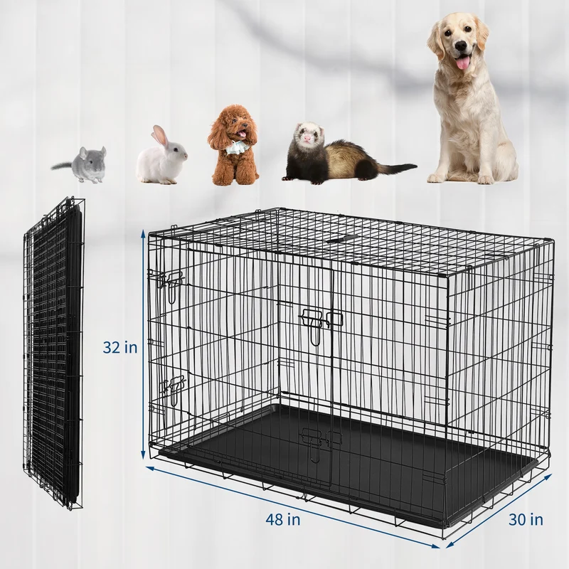 Garvee jaula para Perros de 122 cm, Plegable, Acero Reforzado, Portátil, Fácil Limpieza, para Viajes y Camping