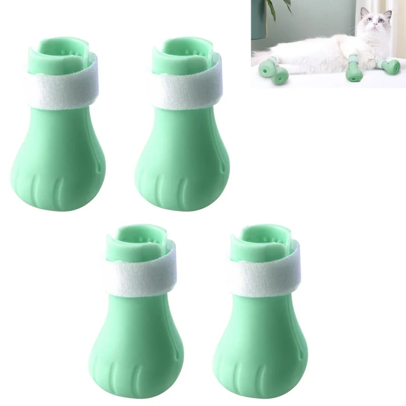 Garvee Fundas Antiarañazos Para Garras De Gato, Protector De Silicona Ajustable Para Patas, Verde, Baños Y Corte De Pelo
