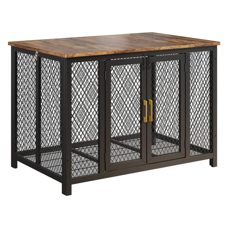 Garvee Jaula Para Perros Resistente Con Apertura Superior, Mesa Auxiliar Con Almacenaje, Para Mascotas Medianas Y Grandes, Fácil Ensamblaje, Color Negro