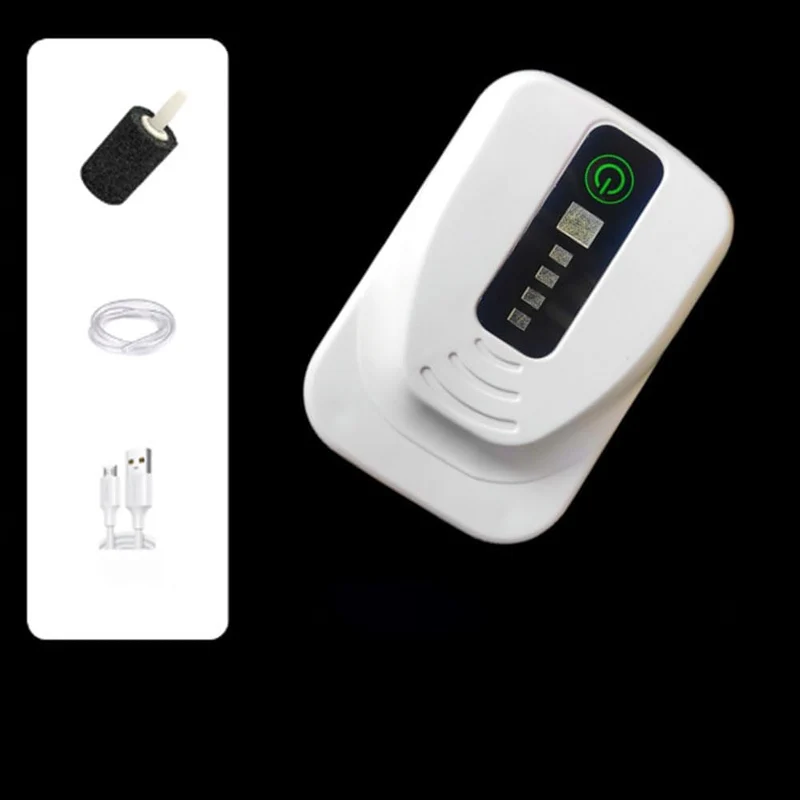 Garvee Bomba de Aire para Acuario Recargable, Silenciosa 3L/min, USB, IPX4, para Pesca y Estanques, Compacta, Color Negro