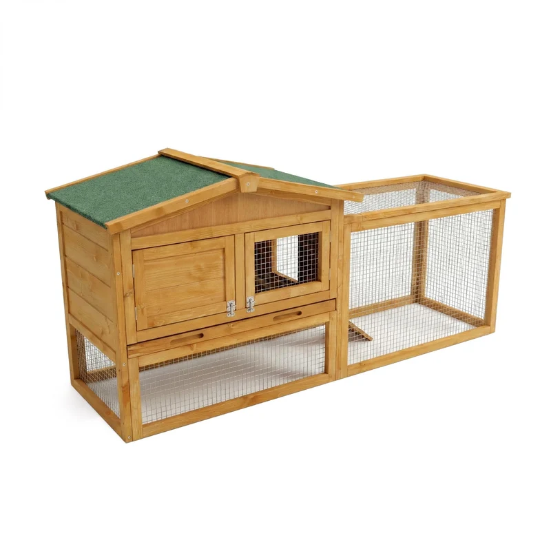 Garvee Casa De Conejos De Madera Con Bandeja Antigoteo Y Red Metálica Para Interior Y Exterior, Resistente Al Clima, Con Rampa Antideslizante, Ideal Para Pequeños Animales En Jardín