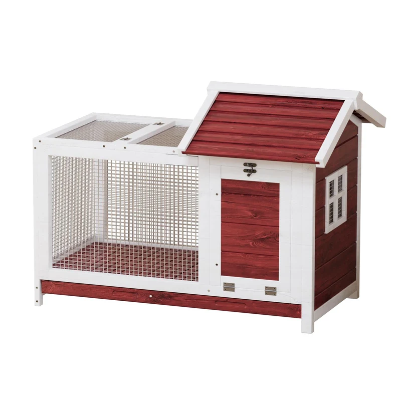 Garvee Casa Para Conejos De Madera, Gallinero Grande Con Marco Metálico, Rampa Antideslizante, Ideal Para Interior Y Exterior, Resistente A La Intemperie, Color Natural