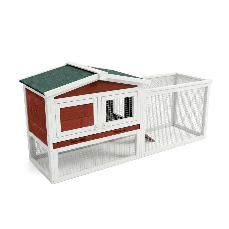 Garvee Casa Para Conejos De Madera Con Red Metálica, Bandeja Antigoteo, Diseño Extensible, Madera De Abeto, Rampa Antideslizante, Para Interior Y Exterior