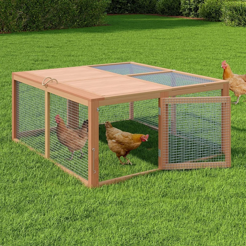 Garvee Gallinero Plegable para Conejos y Pollos, Madera de Pino, Seguro y Portátil, Exterior e Interior, 116 cm