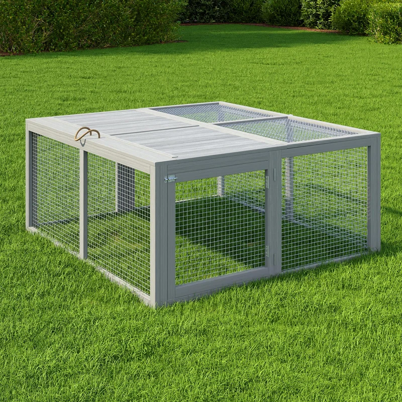Garvee Gallinero Plegable para Conejos y Pollos, Madera de Pino, Malla Resistente, Ideal para Exteriores e Interiores, 116 cm Alto
