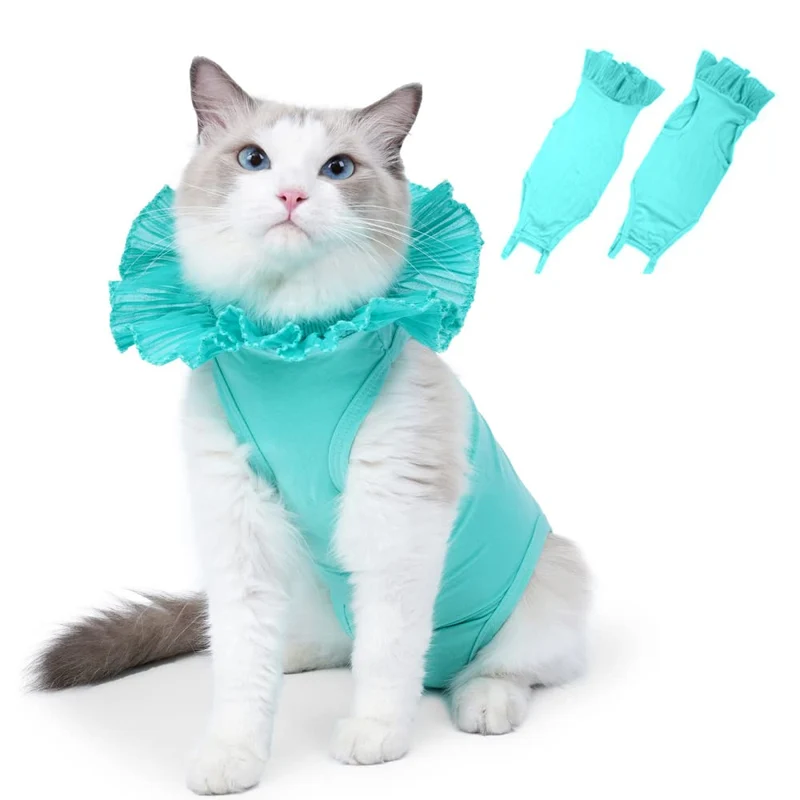 Garvee Traje De Recuperación De Cirugía Para Gatos Transpirable Camiseta Antilamer Con Cuello Electrónico Para Heridas Abdominales