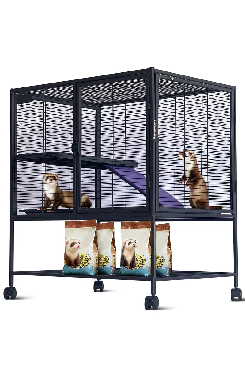 Garvee Jaula Para Pequeños Animales De Metal 36''H, Multi-Niveles, Bandeja Extraíble, Rampa Suave, Estante De Almacenaje, Para Hurones, Conejos, Cobayas