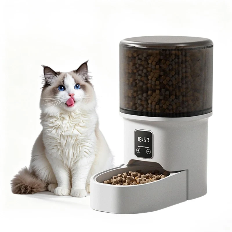 Garvee Automatizador de Alimentación 4L Para Gatos Y Perros Alimentación Automática Dual-Power Para Casa Color Blanco